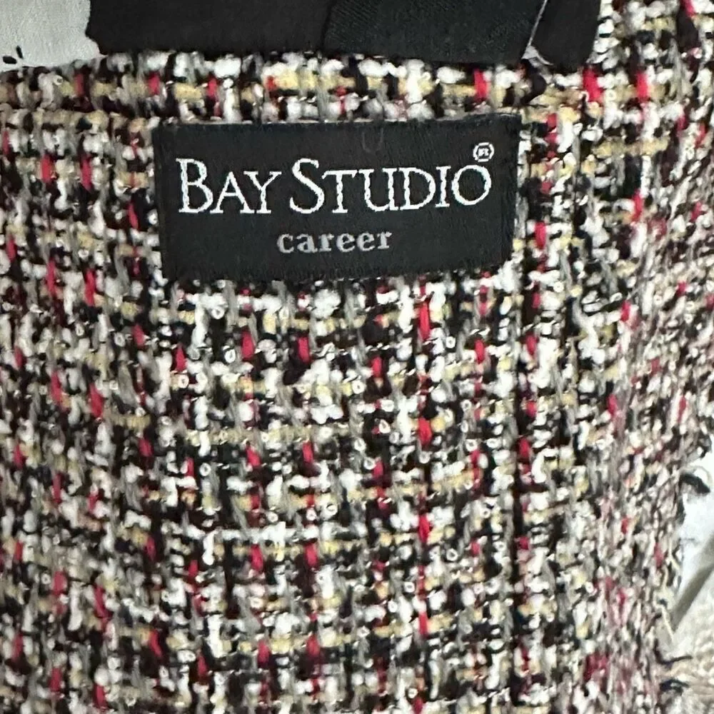 VTG Bay Studio Tweed Fringe Blazer Womens‎ 12 Multicolor Reversible